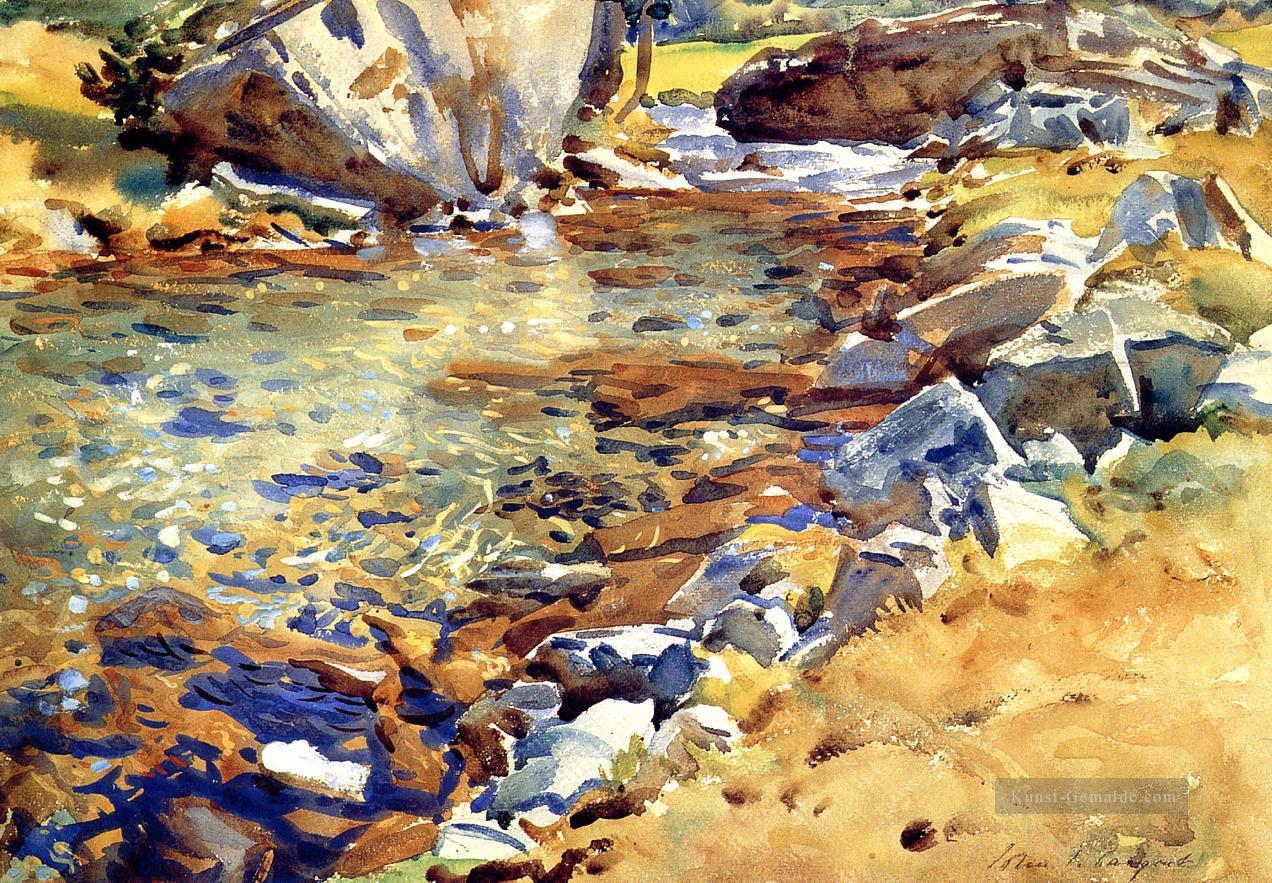 Bach zwischen Rocks Landschaft John Singer Sargent Ölgemälde